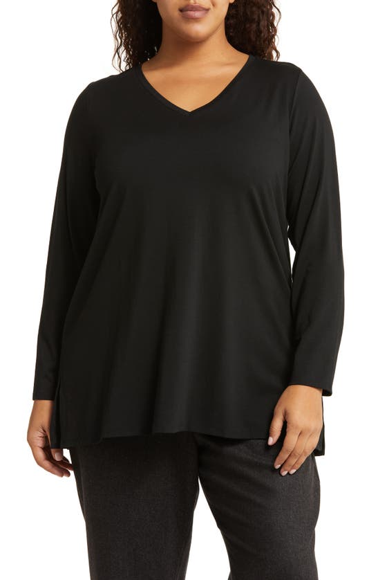 EILEEN FISHER LONG SLEEVE V-NECK TUNIC TOP