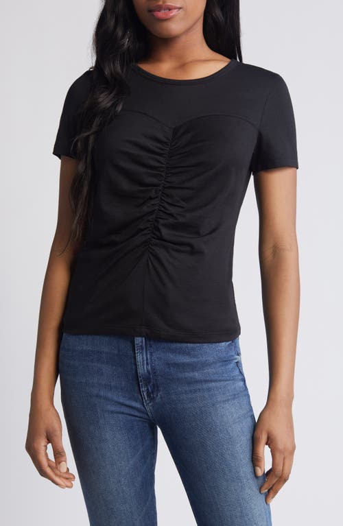 Alina Ruched T-Shirt in Jet Black