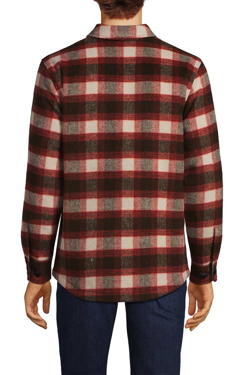 Shop Lands' End Super Brushed Shirt Jacket In Rich Coffee/dark Orange Plaid