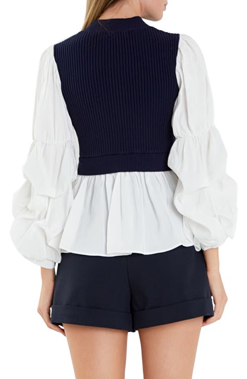 English Factory Combo Top In Navy/white