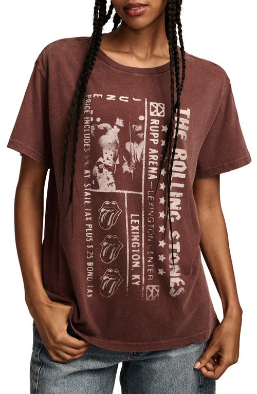 Shop Lucky Brand Rolling Stones Ticket Boyfriend Graphic T-shirt In Bitter Chocolate