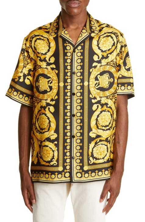 Versace Men's Barocco Print Silk Button-Up Shirt | Nordstrom