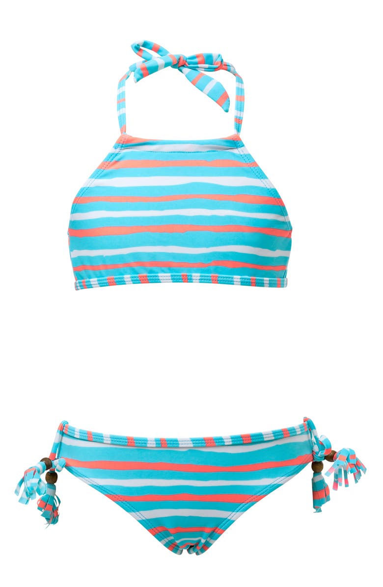 Snapper Rock Stripe Two-Piece Halter Swimsuit (Big Girls) | Nordstrom