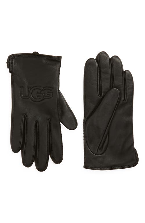 UGG(r) Logo Stitch Leather Gloves in Black