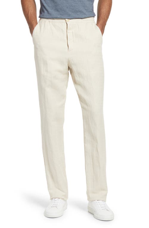 Oliver Spencer Men's Linen & Cotton Herringbone Pants in Cream