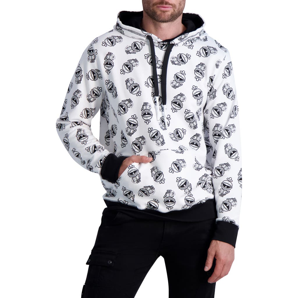 Karl Lagerfeld Armour Karl Cotton Hoodie In White/black