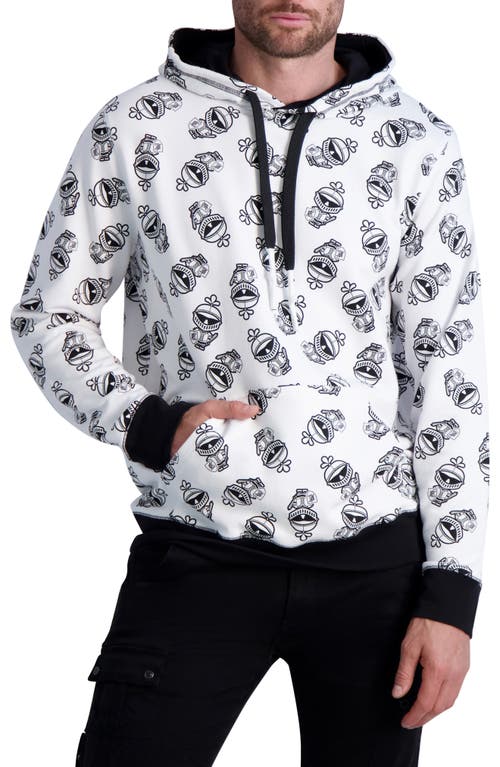 Shop Karl Lagerfeld Paris Armour Karl Cotton Hoodie In White/black