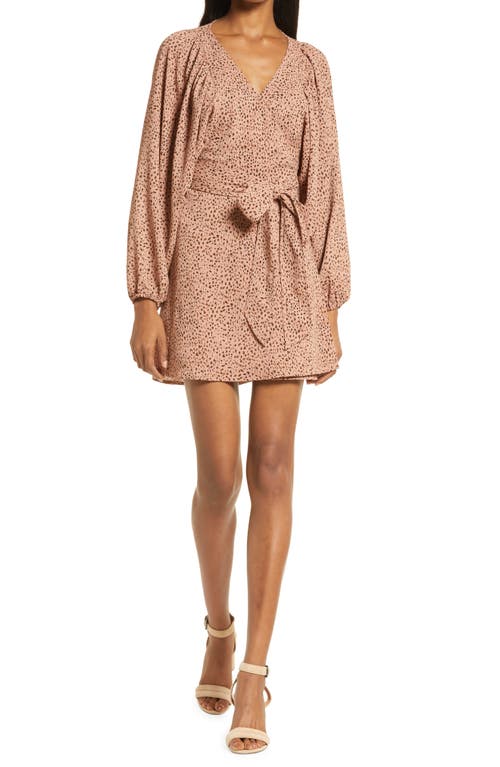 Bishop + Young Kennedy Long Sleeve Wrap Dress in Blush Animal