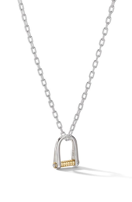 Cast The Code Two-Tone Diamond Pendant Necklace in Silver at Nordstrom, Size 18