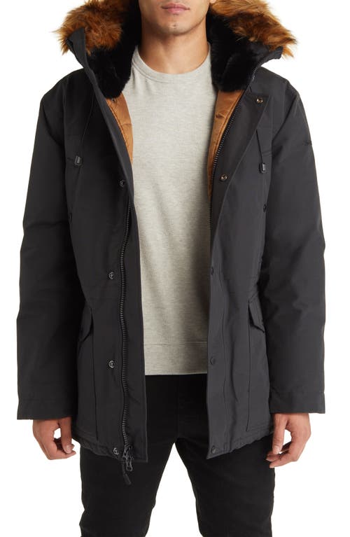 Schott NYC Waterproof Down Parka with Faux Fur Trim in Black at Nordstrom, Size Xx-Large