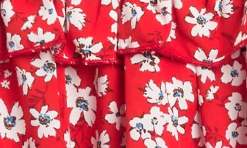 Truly Me Kids' Floral Ruffle Tiered Sundress In Red