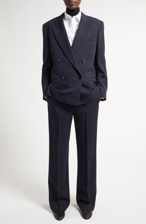 Shop The Row Sandon Double Breasted Virgin Wool Blazer In Dark Navy