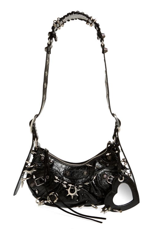 Balenciaga Extra Small Le Cagole Spikes Lambskin Leather Shoulder Bag in Black at Nordstrom