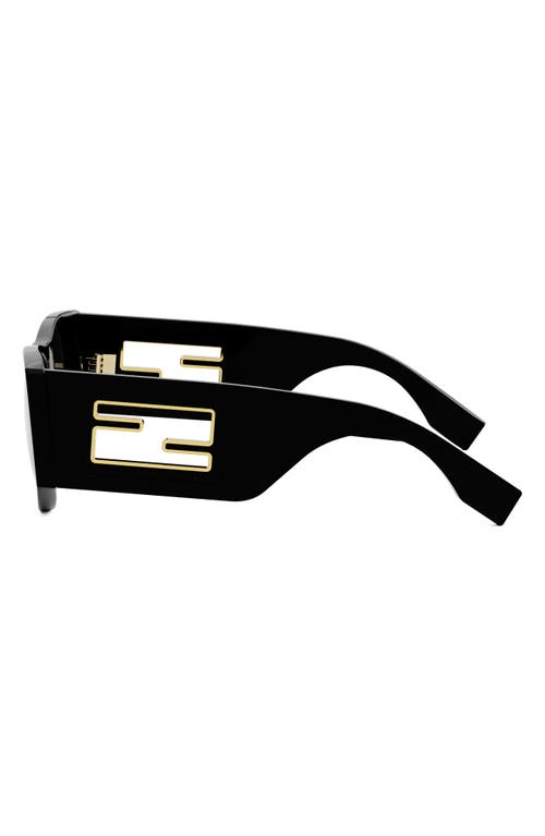 Shop Fendi ' Baguette 54mm Oval Sunglasses In Shiny Black/smoke