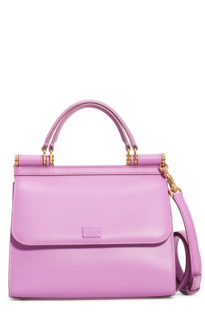 Click to view more detailed imagery on our partner's website Dolce & Gabbana Sicily 58 Leather Satchel With Crossbody Strap In Lavanda