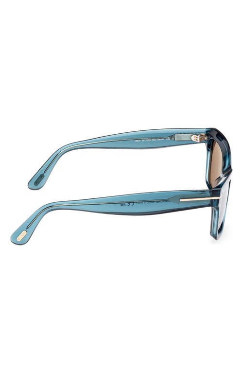 Shop Tom Ford Mikel 54mm Square Sunglasses In Shiny Aqua/roviex Mirror