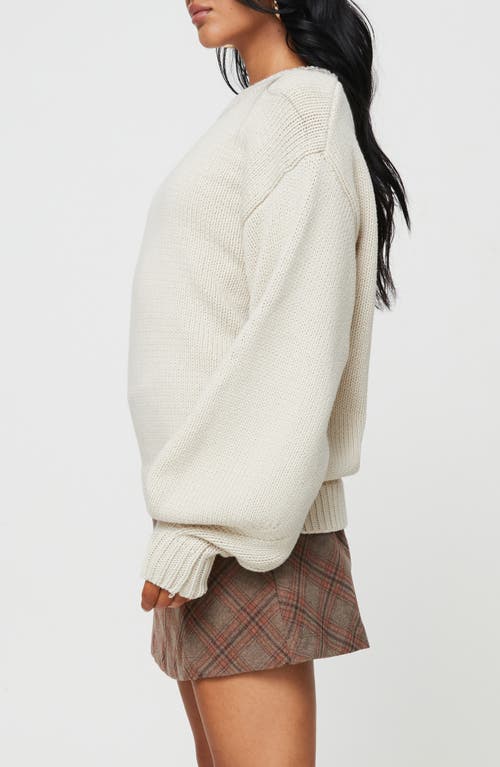 Princess Polly Harmony Oversize Crewneck Sweater In Beige