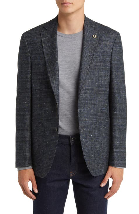 Colourful accent herringbone tweed jacket Semi-slim fit