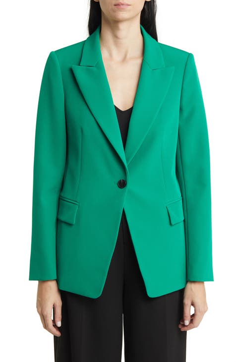 emerald green power suit  Green suit women, Green blazer outfit, Green suit
