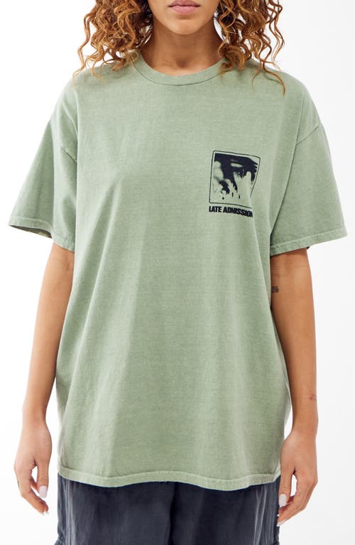 Late Admission Oversize Cotton Graphic T-Shirt in Sage