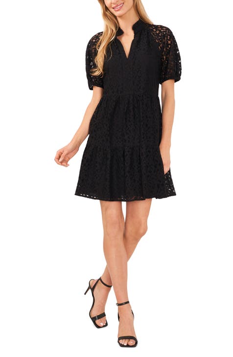 Long Sleeve Lace Insert Bustier Midi Dress Black - Luxe Lace Dresses and  Luxe Party Dresses