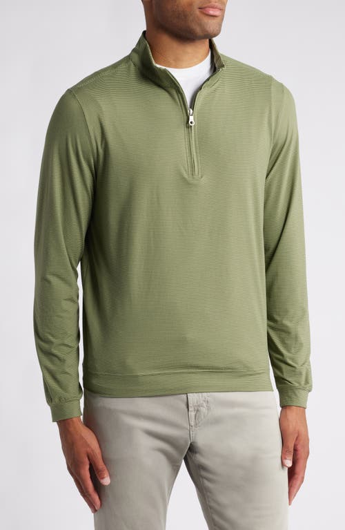 Scott Barber Microstripe Knit Quarter Zip Pullover in Sage 