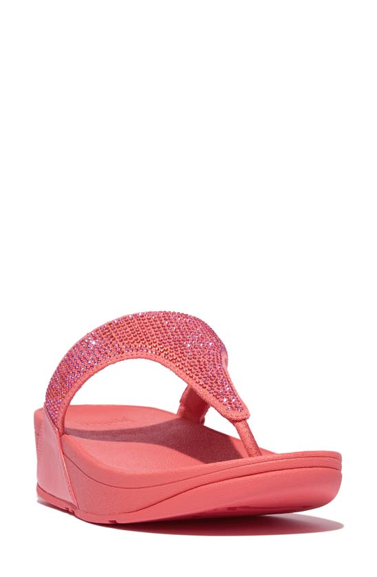 Shop Fitflop Lulu Embellished Flip Flop In Rosy Coral