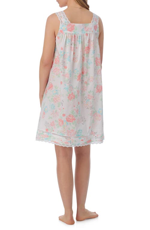 Shop Eileen West Floral Lace Trim Cotton Lawn Chemise<br /> In Watercolor Floral