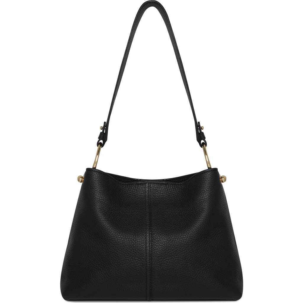 Strathberry Multrees Hobo Leather Shoulder Bag In Black