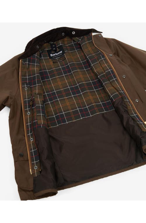 Shop Barbour Bedale Water Resistant Waxed Cotton Jacket In Bark