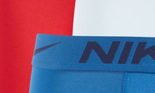 Shop Nike 3-pack Dri-fit Essential Micro Boxer Briefs In Glacier Blue/blue/gym Red