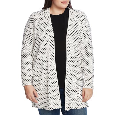 Plus Size Cece Polka Dot Cardigan, White