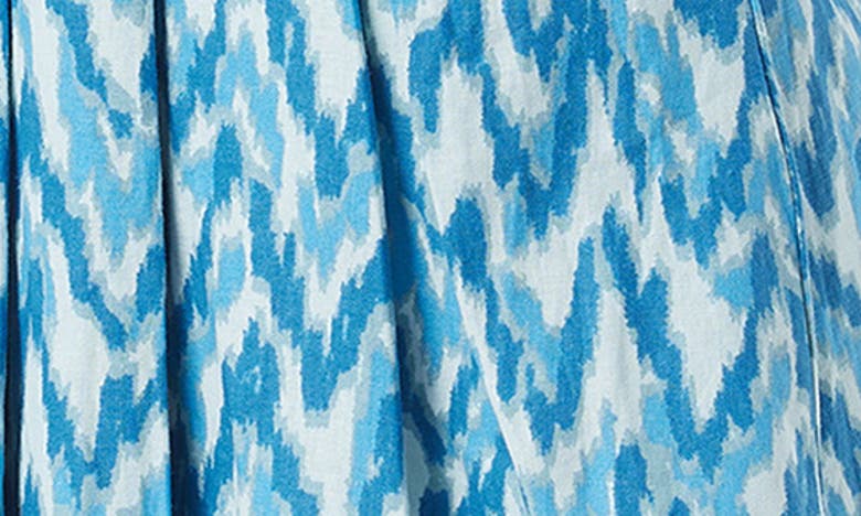 Shop Sam Edelman Gigi Chevron Print Bead Detail Linen Blend Sundress In Starlight Blue -chevron Ikat