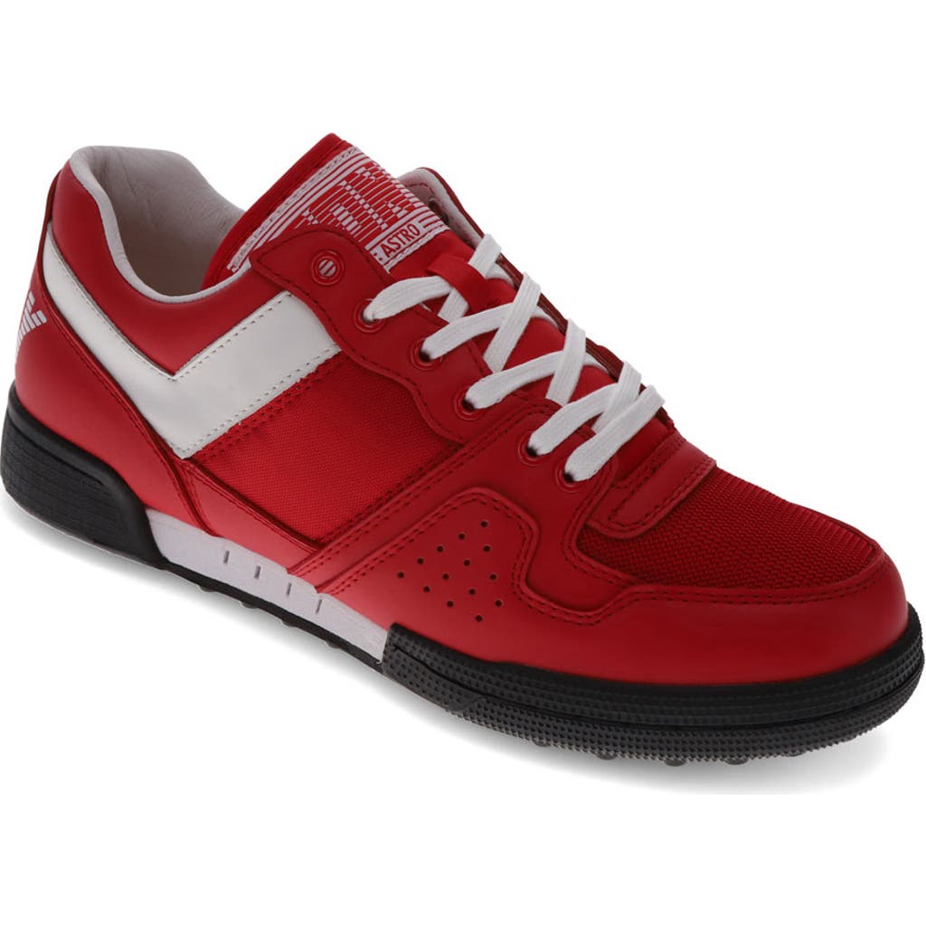 Pony Mens Astro Classic Genuine Leather Premium Lace Up Athletic Sneaker Shoe In Red/white