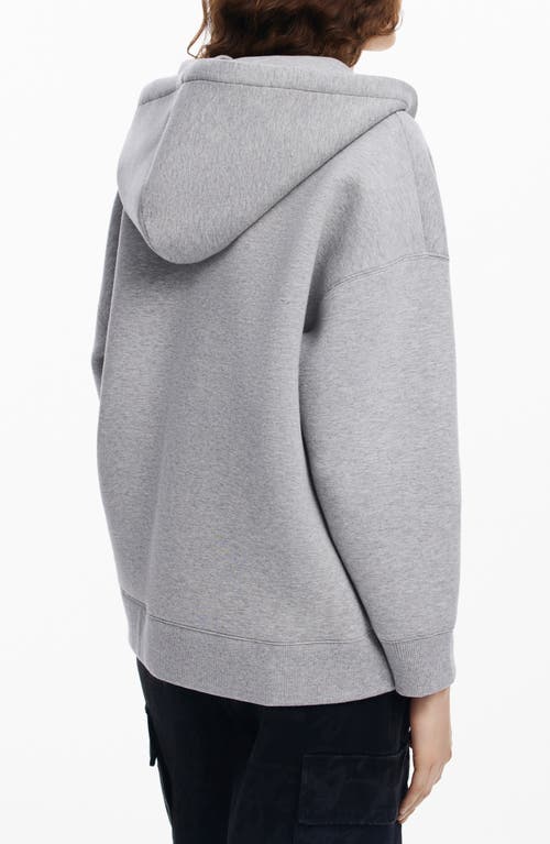 Desigual Front Zip Cotton Blend Hoodie In Black/grey
