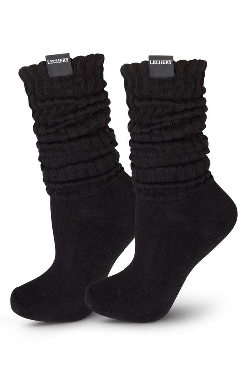 ® LECHERY Gender Inclusive Scrunch Crew Socks in Black