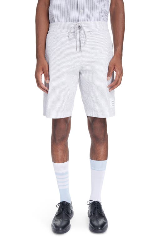 Stripe Seersucker Board Shorts in Medium Grey