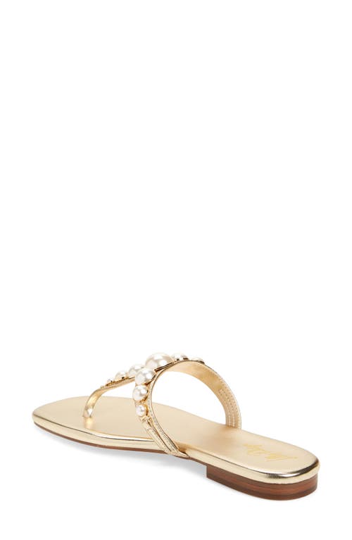 Shop Lilly Pulitzer ® Cloe Imitation Pearl Flip Flop In Gold Metallic