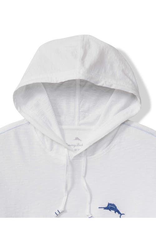 Shop Tommy Bahama Palm Break Lux Hooded Long Sleeve Shirt In White