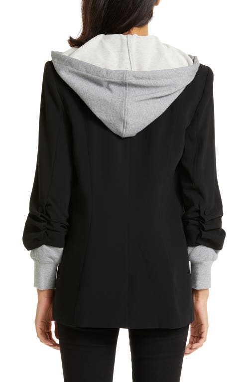 Shop Cinq À Sept Hooded Khloe Jacket In Black/heather Grey