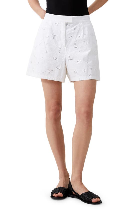 Shop French Connection Rhodes Floral Lace Cotton Shorts In Linen White