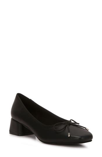Shop London Rag Sienna Block Heel Ballerina Pump In Black