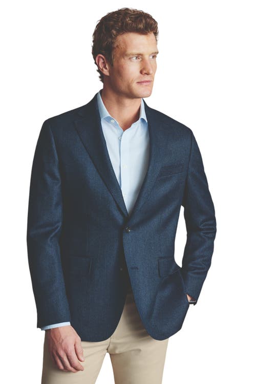 Charles Tyrwhitt Twill Wool Texture Slim Fit Jacket in Steel Blue 