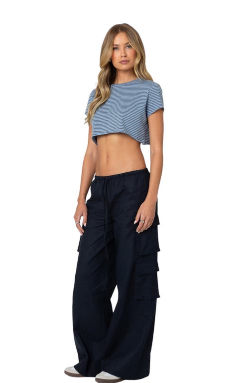 EDIKTED EDIKTED STRIPEY CROP COTTON T-SHIRT