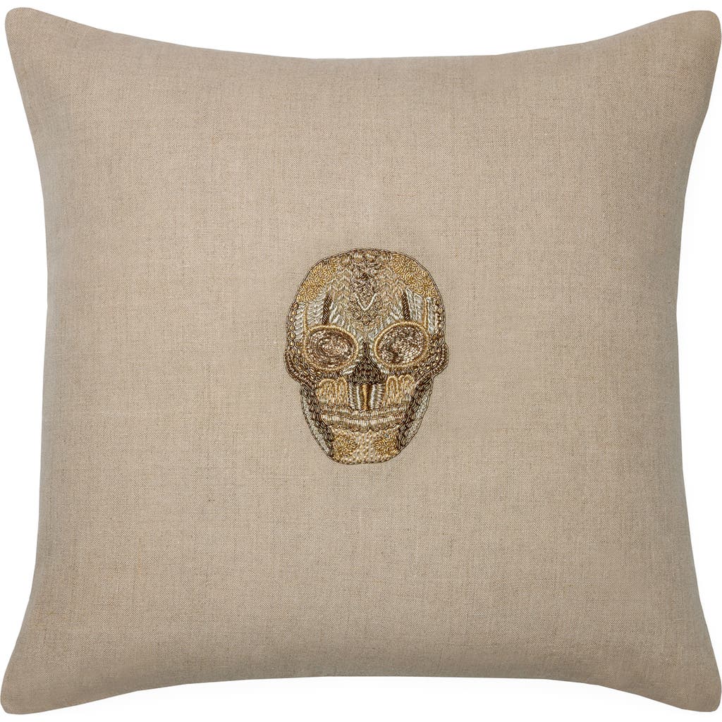 Sferra Skull Accent Pillow In Brown/gold