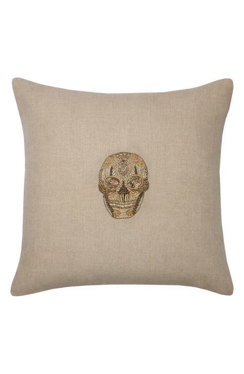 Shop Sferra Skull Accent Pillow In Brown/gold