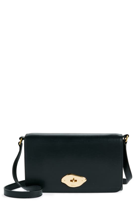 Mulberry Lana High Gloss Leather Wallet On A Strap In Black