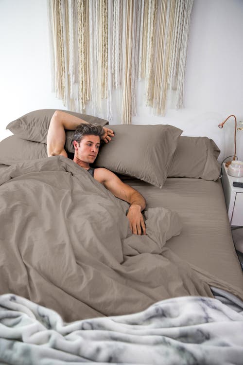 Pillow Guy Classic Cool Crisp Cotton Duvet Set In Sandy Taupe