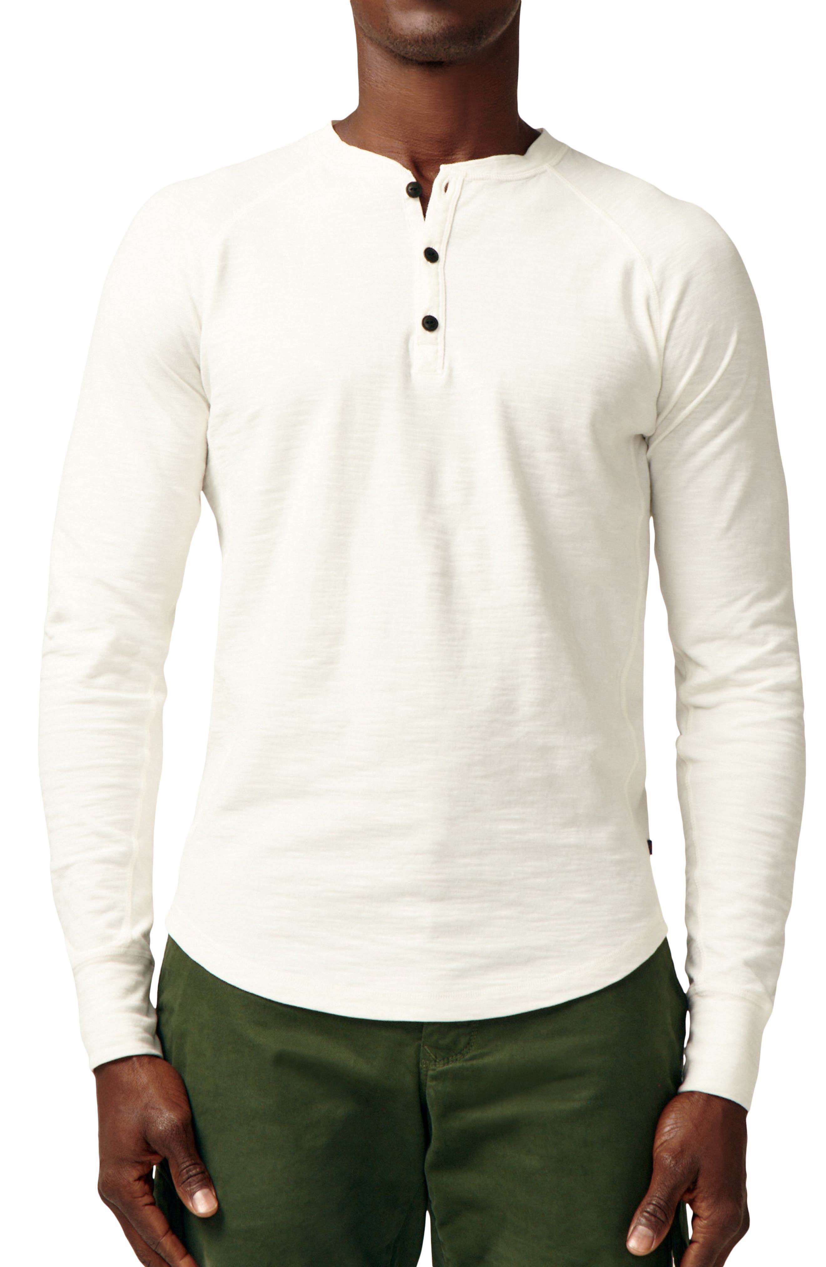 beige henley men's shirt