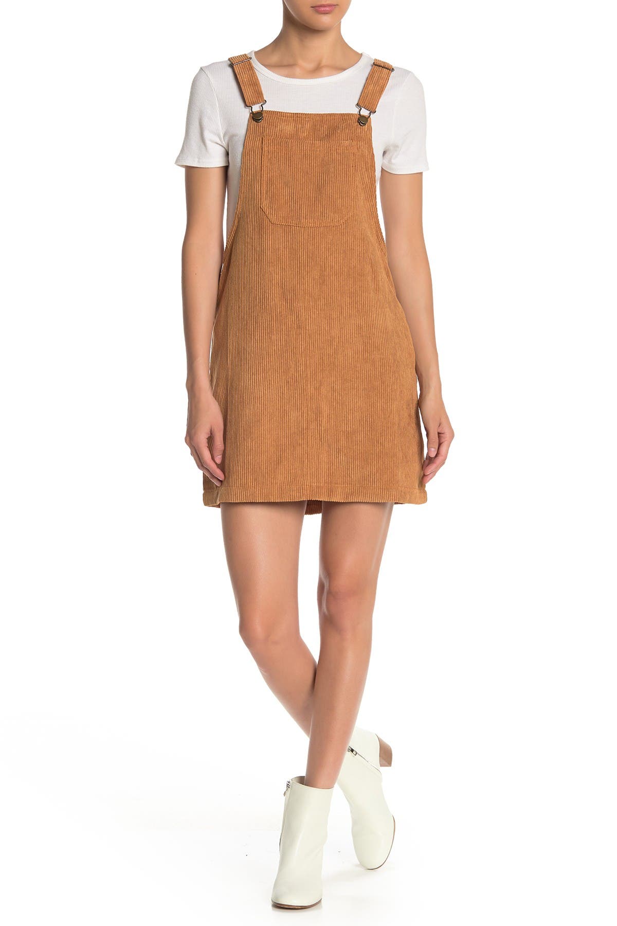 khaki cord pinafore dress
